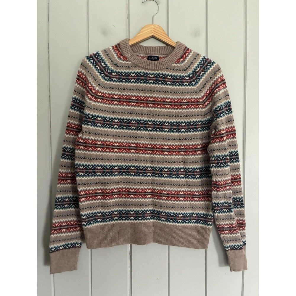 Men's J. Crew Sweater M Medium Fair Isle Lambswool Blend Crewneck AC309